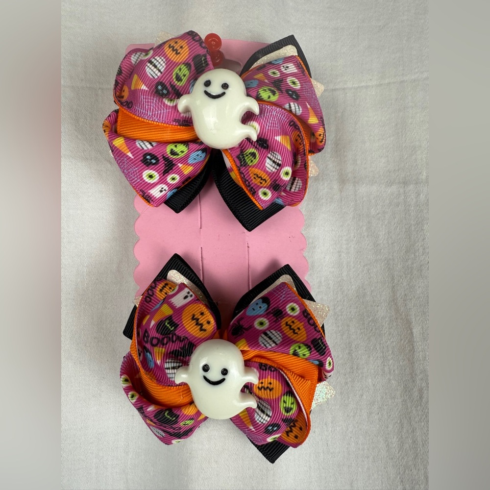Handmade Halloween Ghost Hair Bows